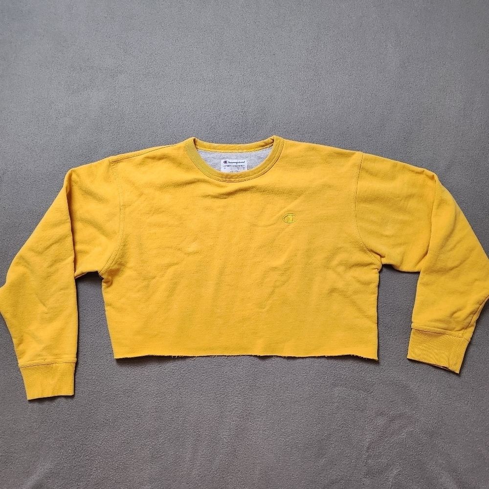 CHAMPION yellow  cropped sweatshirt crop Large